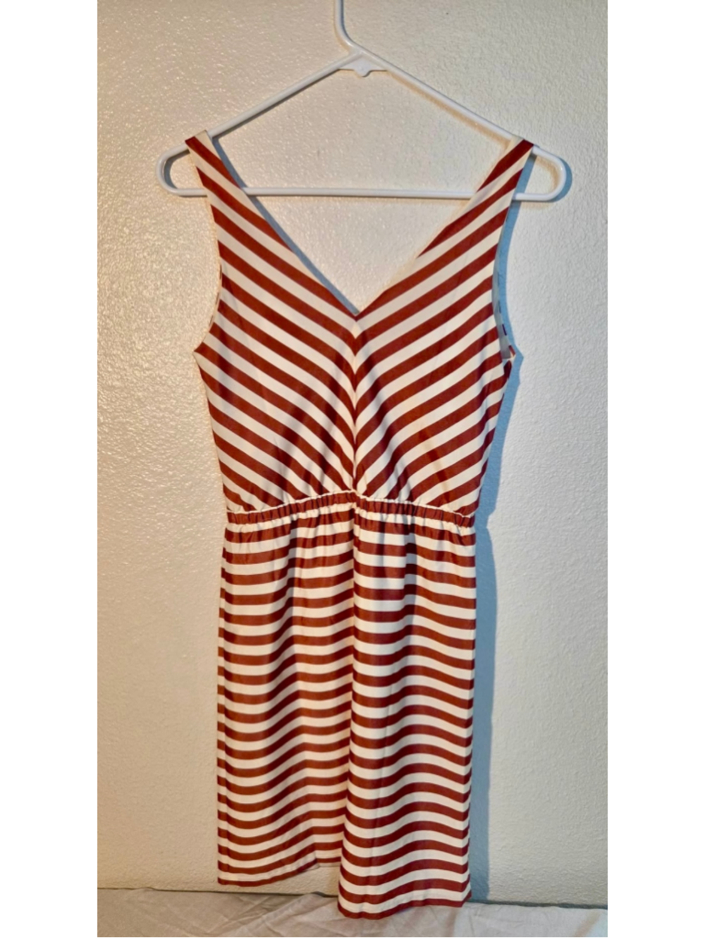 LOFT Women’s XS Rust & Cream Striped Sleeveless Maxi Dress